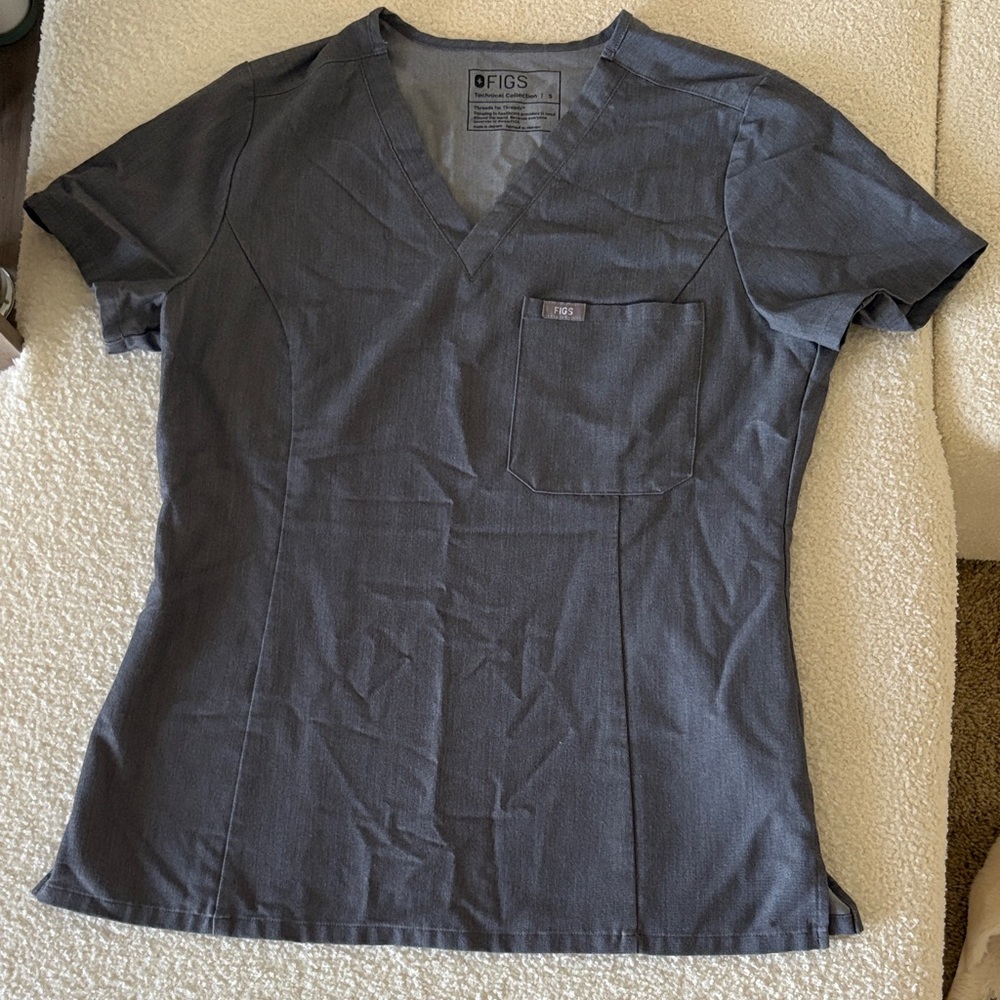 Figs Charcoal V-Neck Scrub Top